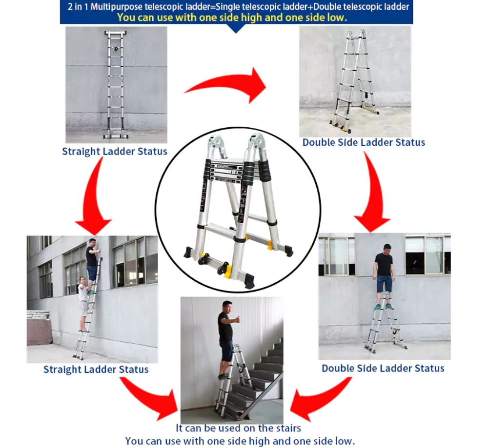 Wide Joints 2 In 1 Ladder With 2 Balance Bars