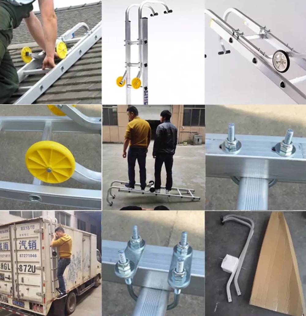 Aluminum Alloy Ladder Roof Hook Plastic Wheel