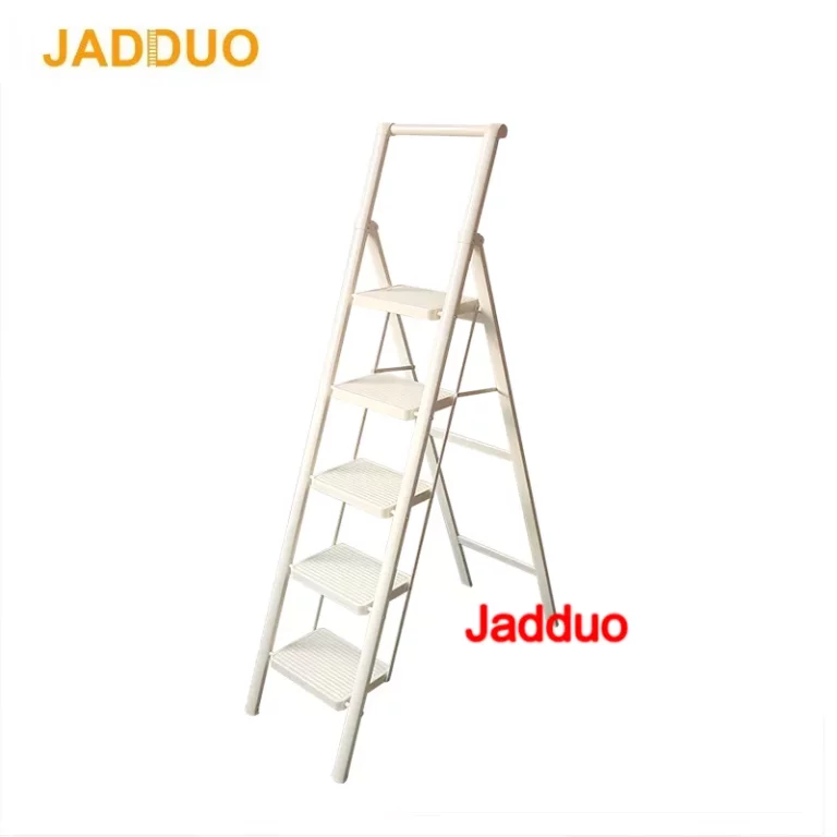 Milky White Metal Flower Stand Ladder Stable Wide Pedal