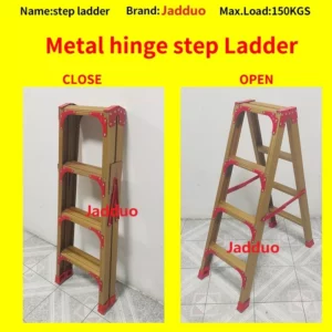 4-10 steps Golden Black Silver Wood grain color metal hinge step Ladder