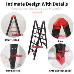 Sliver/Black/Golden Color Iron Stick Ladder, Portable Metal Step Ladder