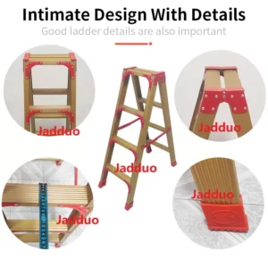 4-10 steps Golden Black Silver Wood grain color metal hinge step Ladder