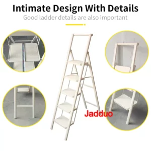 Milky White Metal Flower Stand Ladder Stable Wide Pedal