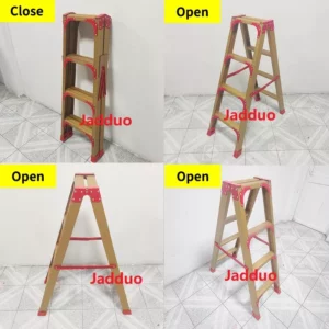 4-10 steps Golden Black Silver Wood grain color metal hinge step Ladder
