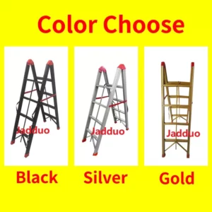 Sliver/Black/Golden Color Iron Stick Ladder, Portable Metal Step Ladder