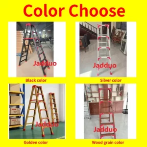 4-10 steps Golden Black Silver Wood grain color metal hinge step Ladder