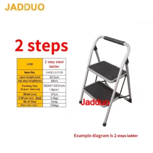 Grey Steel Step Ladder, 2-6 Steps, 150kg Load Capacity