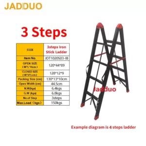 Sliver/Black/Golden Color Iron Stick Ladder, Portable Metal Step Ladder