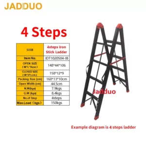 Sliver/Black/Golden Color Iron Stick Ladder, Portable Metal Step Ladder