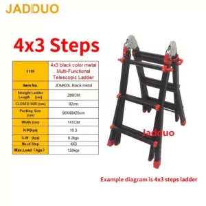black color metal Multi-Functional Telescopic Ladder