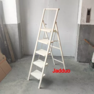 Milky White Metal Flower Stand Ladder Stable Wide Pedal