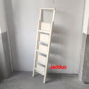 Milky White Metal Flower Stand Ladder Stable Wide Pedal