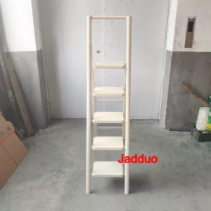 Milky White Metal Flower Stand Ladder Stable Wide Pedal