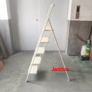 Milky White Metal Flower Stand Ladder Stable Wide Pedal