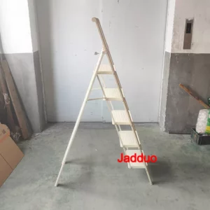 Milky White Metal Flower Stand Ladder Stable Wide Pedal