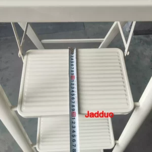 Milky White Metal Flower Stand Ladder Stable Wide Pedal