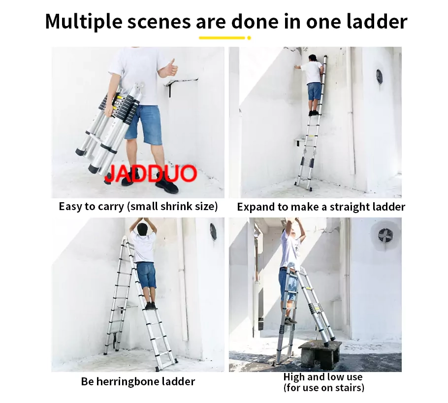Aluminum 2 IN 1 Multipurpose Telescopic Ladder Portable A Frame Ladders