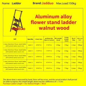 Walnut wood aluminium alloy flower stand ladder household ladder with handrails