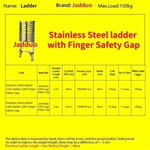 Stainless Steel ladder with Finger Safety Gap