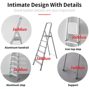 Aluminium step ladder with iron top steps