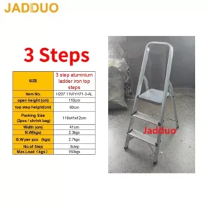 Aluminium step ladder with iron top steps