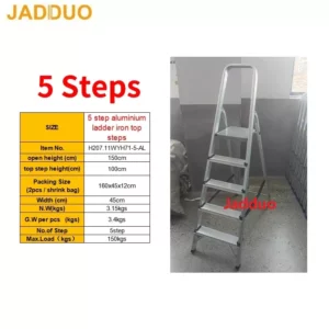 Aluminium step ladder with iron top steps