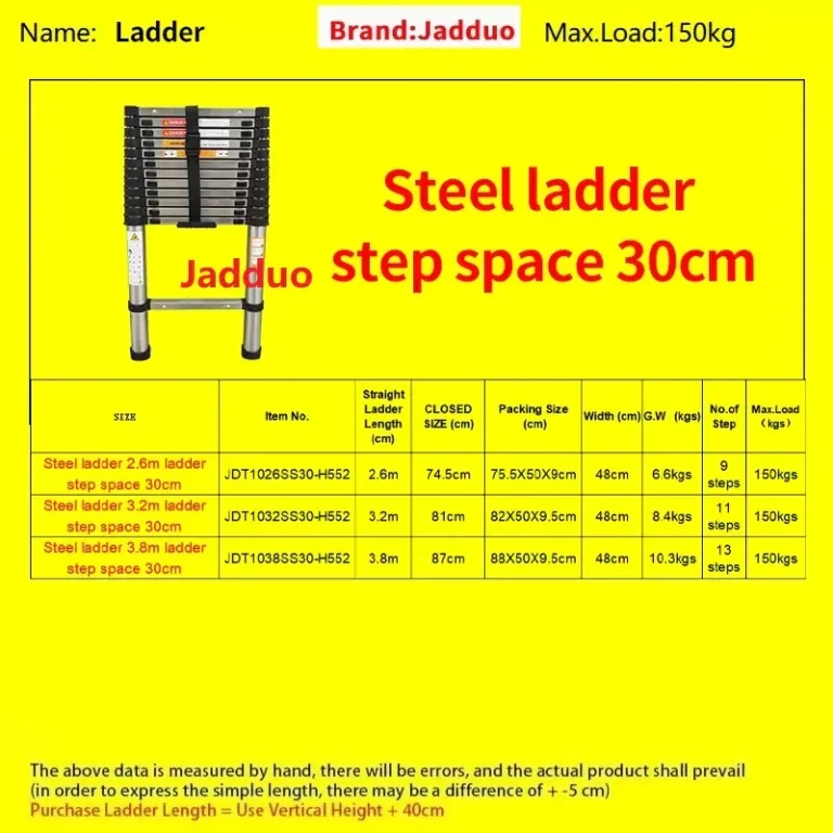 H552 Stainless Steel Space-Saving Telescopic Ladder Step Space 30cm