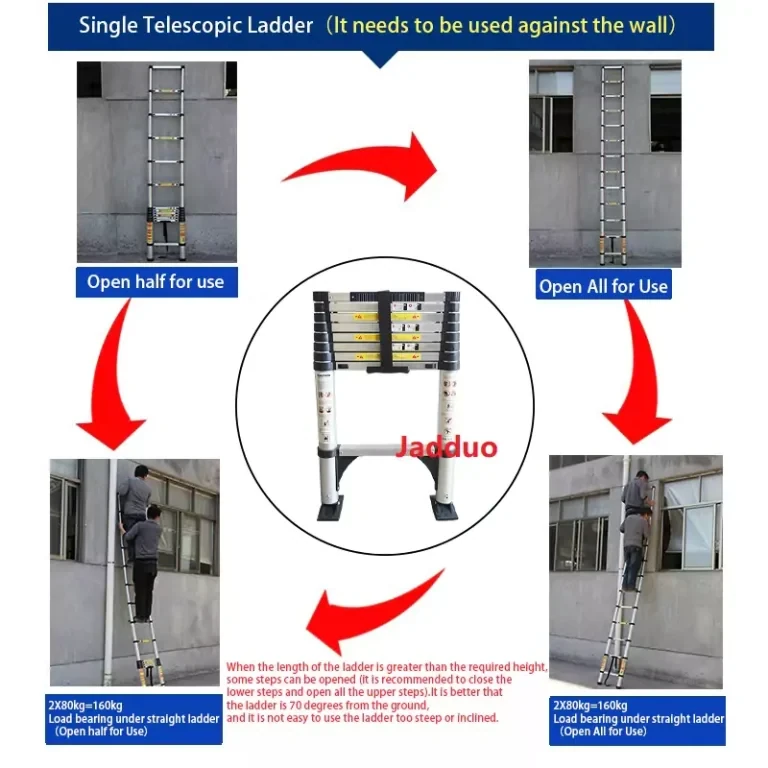 One-key telescopic ladder with bottom movable foot top reliable telegraph pole